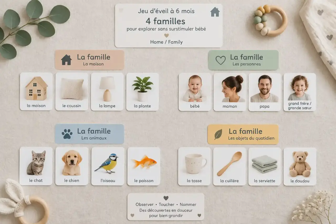 Jeu d’éveil à 6 mois : 4 familles pour explorer sans surstimuler bébé