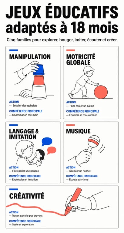 Jeu éducatif 18 mois : familles de jeux et compétences développées