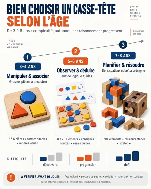 Infographie pour choisir un casse-tête enfant selon l’âge et la difficulté