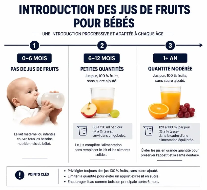 Recommandations par âge pour l'introduction du jus de fruit bébé