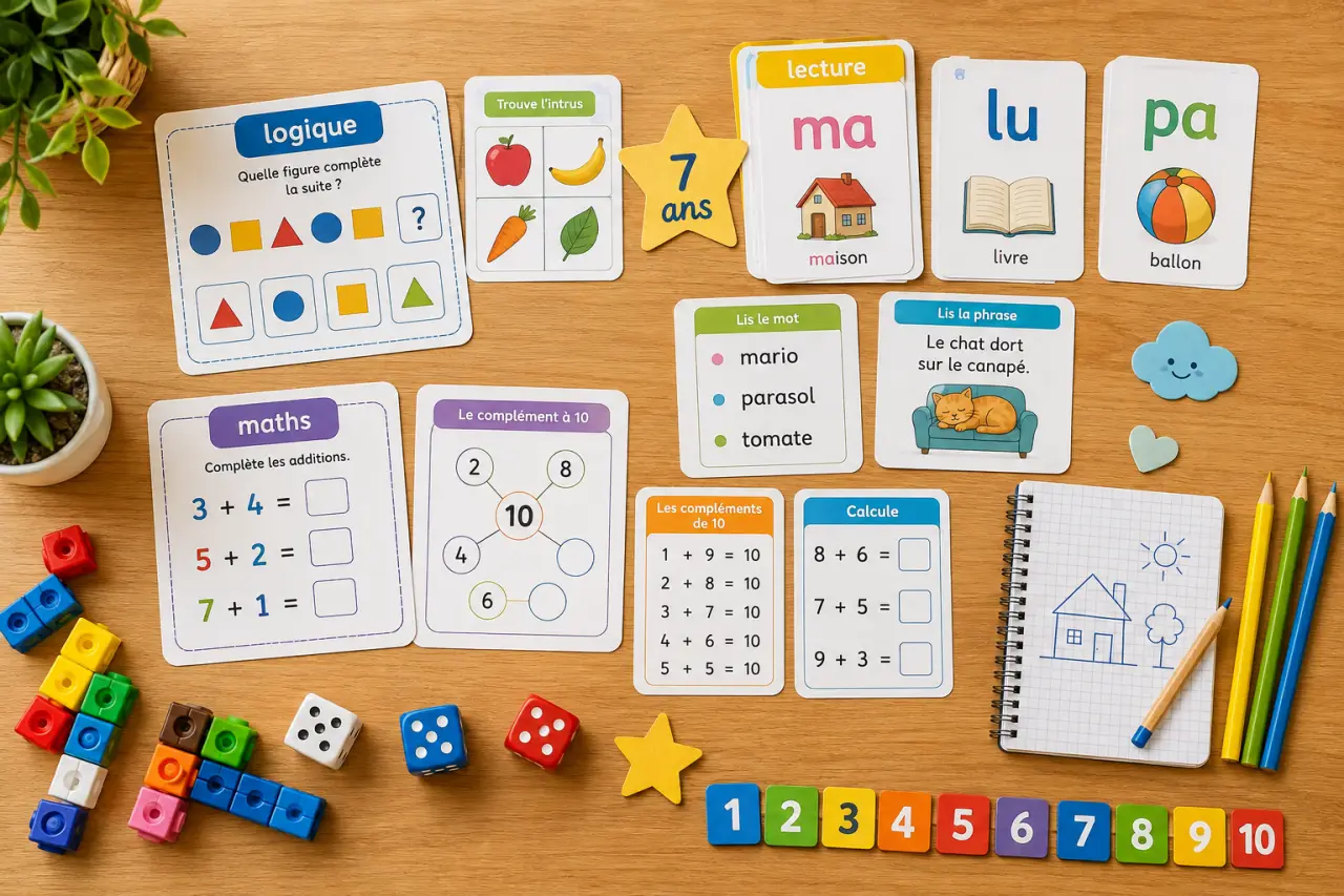 Jeux éducatifs 7 ans : logique, lecture et maths au bon niveau