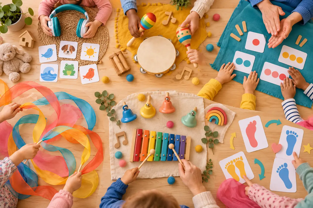 Jeux musicaux en maternelle : 6 activités sans élimination, de l’écoute à la danse