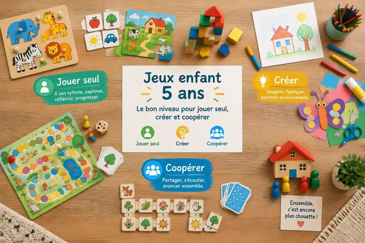 Jeux enfant 5 ans : le bon niveau pour jouer seul, créer et coopérer