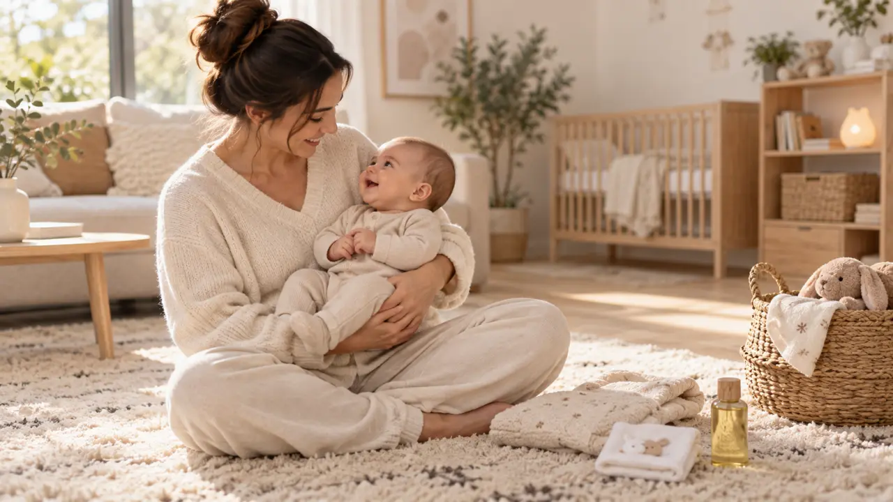 Parent réalisant un massage doux sur les pieds de son bébé dans une ambiance chaleureuse
