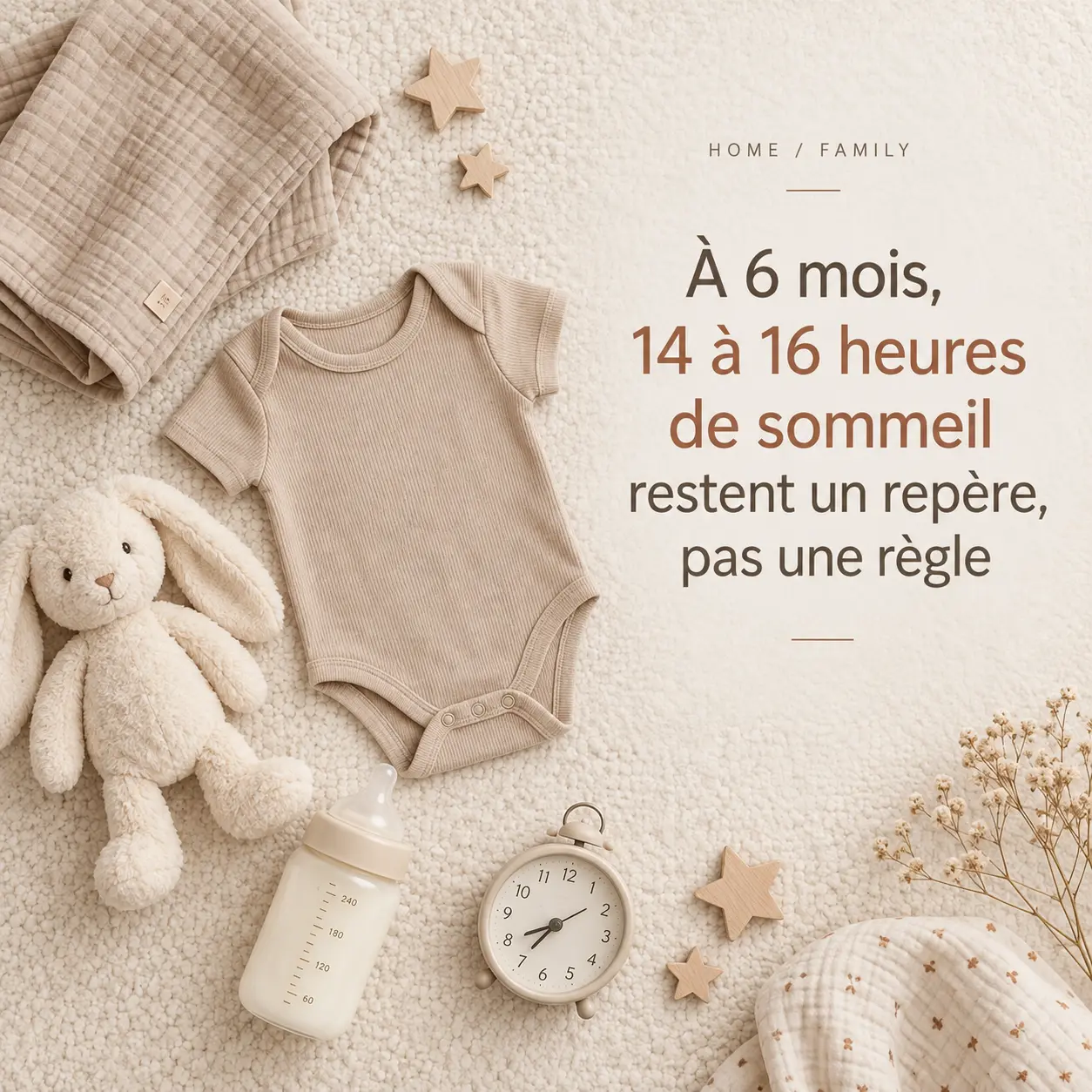 À 6 mois, 14 à 16 heures de sommeil restent un repère, pas une règle